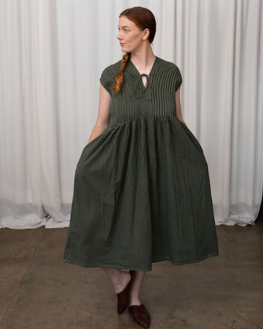 Amelie Khaki Organic Cotton Dress