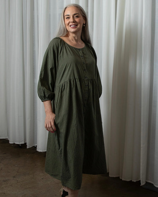 Layla Khaki Organic Cotton Dress