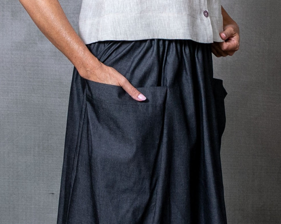 Dessa Charcoal Cotton Denim Skirt