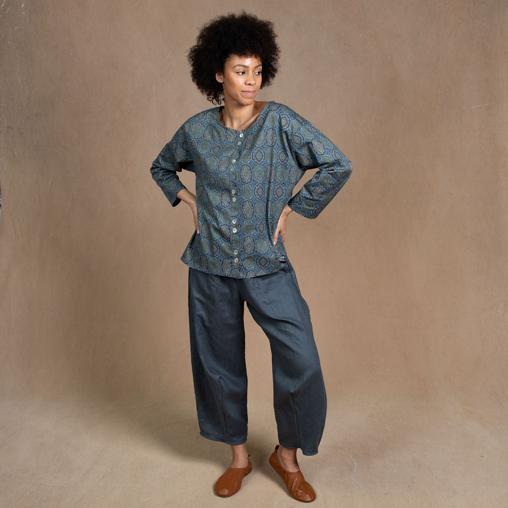 Desiree Paisley Print Cotton Blouse