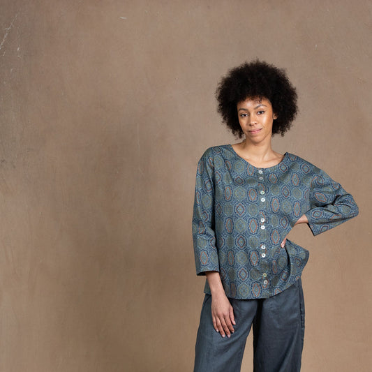 Desiree Paisley Print Cotton Blouse