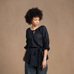 Odette Black Cotton Top