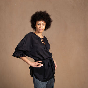 Odette Black Cotton Top