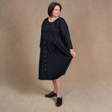 Dahlia Black Cotton Coat Dress