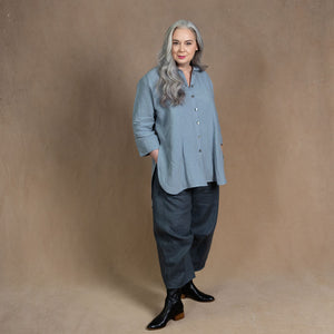 Monat Dove Grey Linen Oversized Shirt