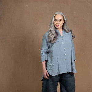 Monat Dove Grey Linen Oversized Shirt