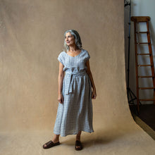 Scarlett Grey Grid Linen Dress
