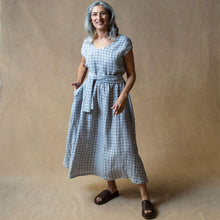 Scarlett Grey Grid Linen Dress