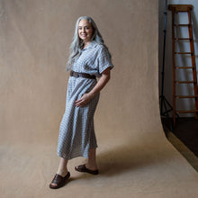 Rumi Grey Grid Linen Shirtdress