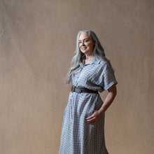 Rumi Grey Grid Linen Shirtdress