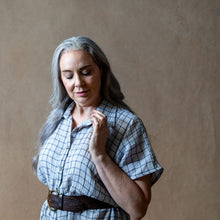 Rumi Grey Grid Linen Shirtdress