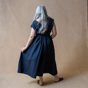 Scarlett Navy Dobby Linen/Cotton Dress