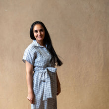 Rumi Grey Grid Linen Shirtdress