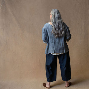 Tokyo Navy Dobby Linen/Cotton Trouser