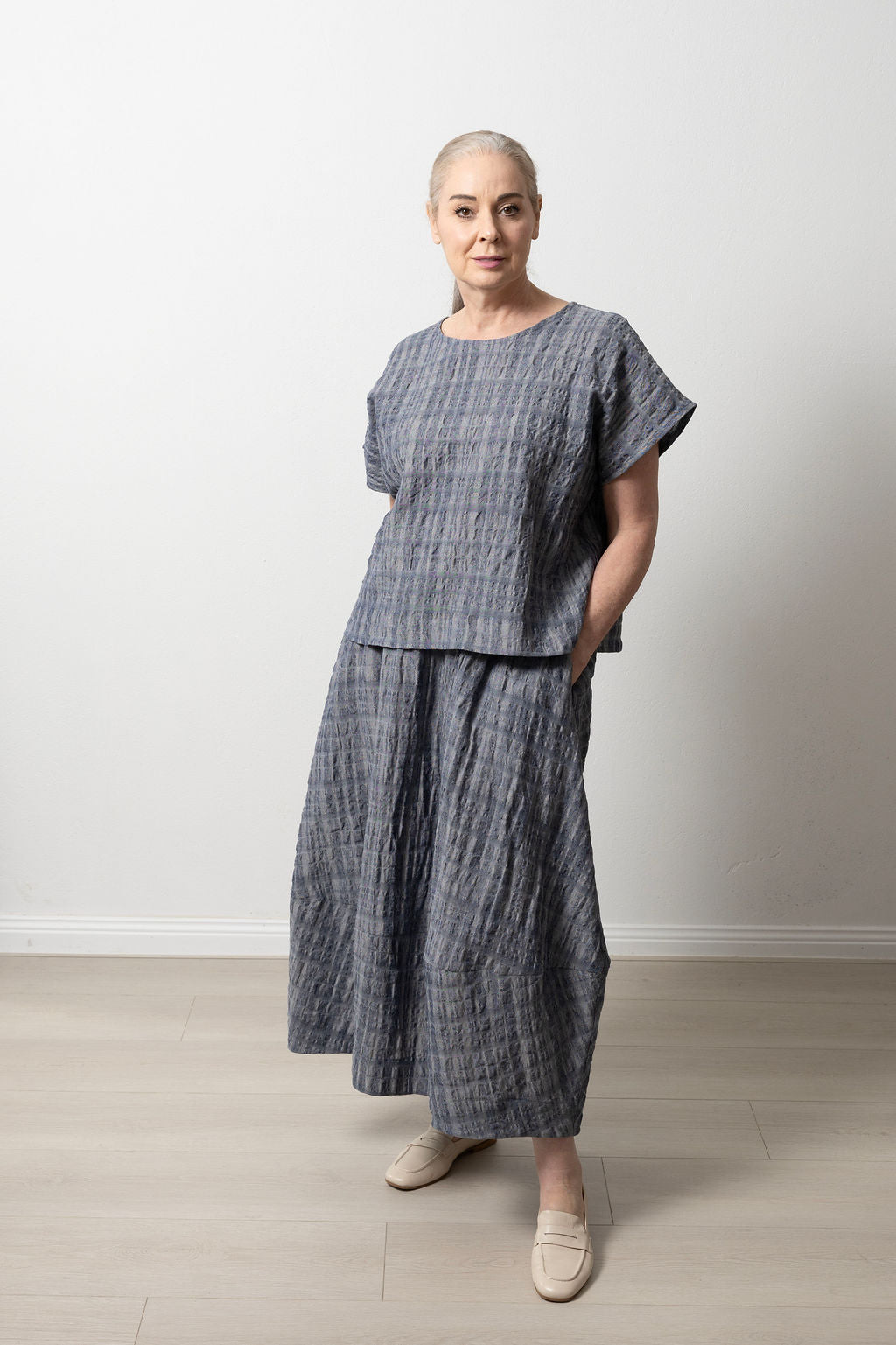 East Village Navy Crinkle Linen Tee