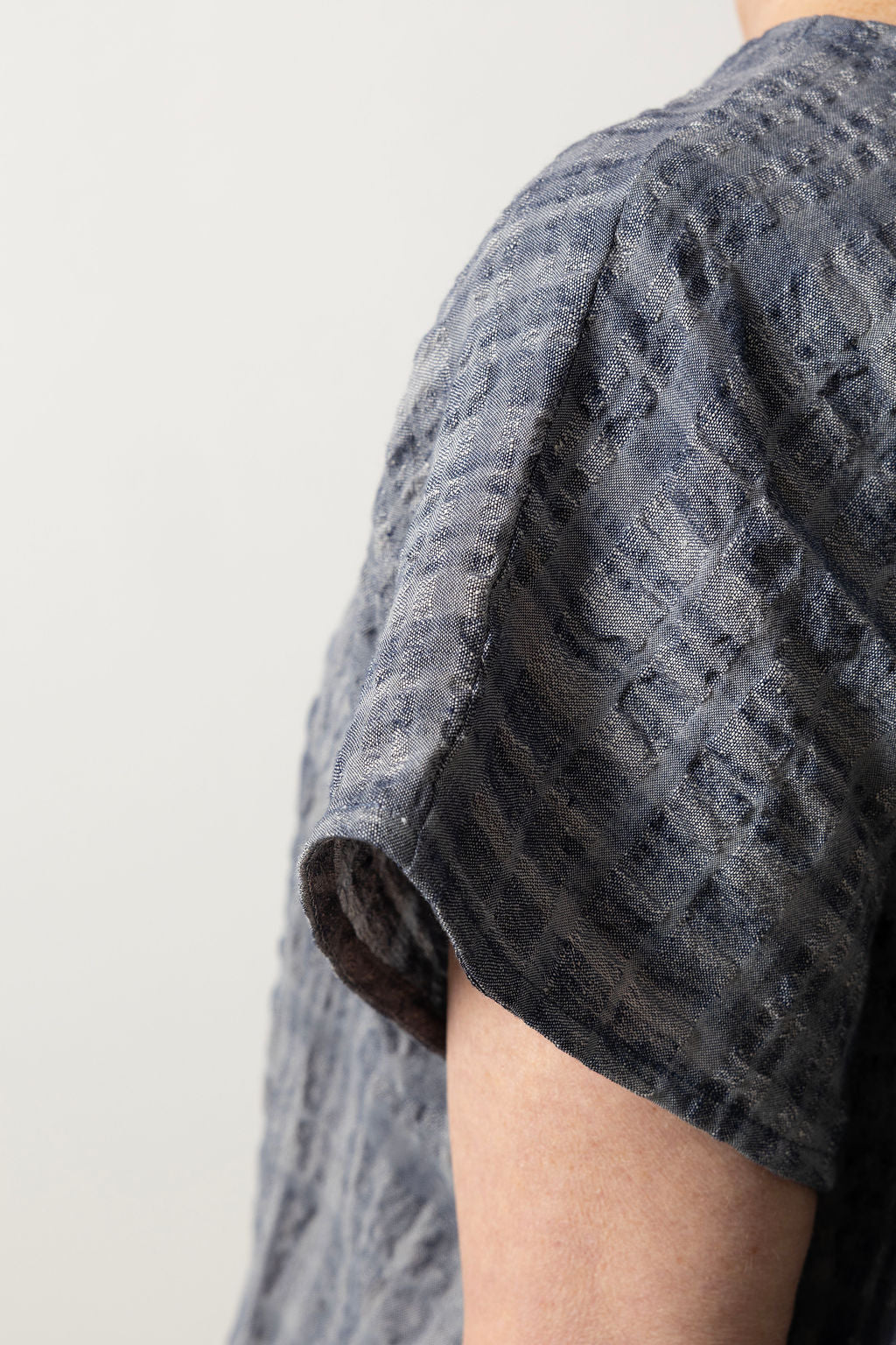 East Village Navy Crinkle Linen Tee