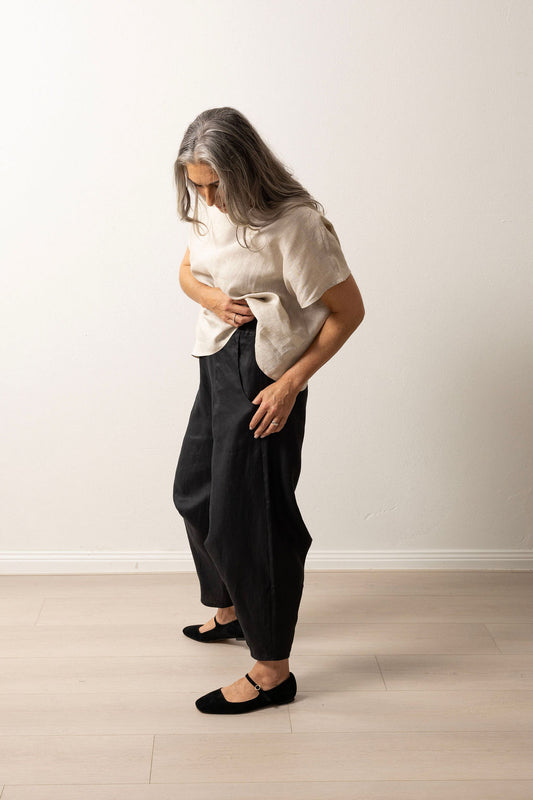 Tokyo Black Linen Pant - Longer Length