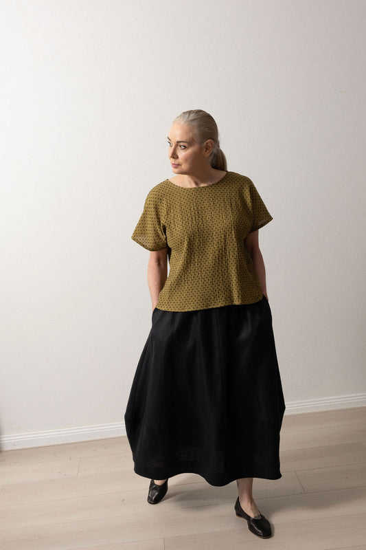 Orla Black Twill Linen Skirt