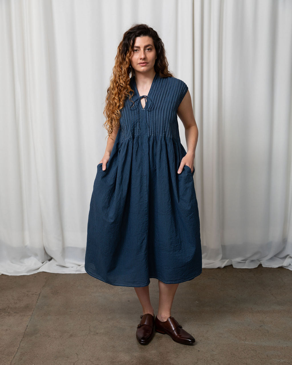 Amelie Dark Teal Organic Cotton Dress