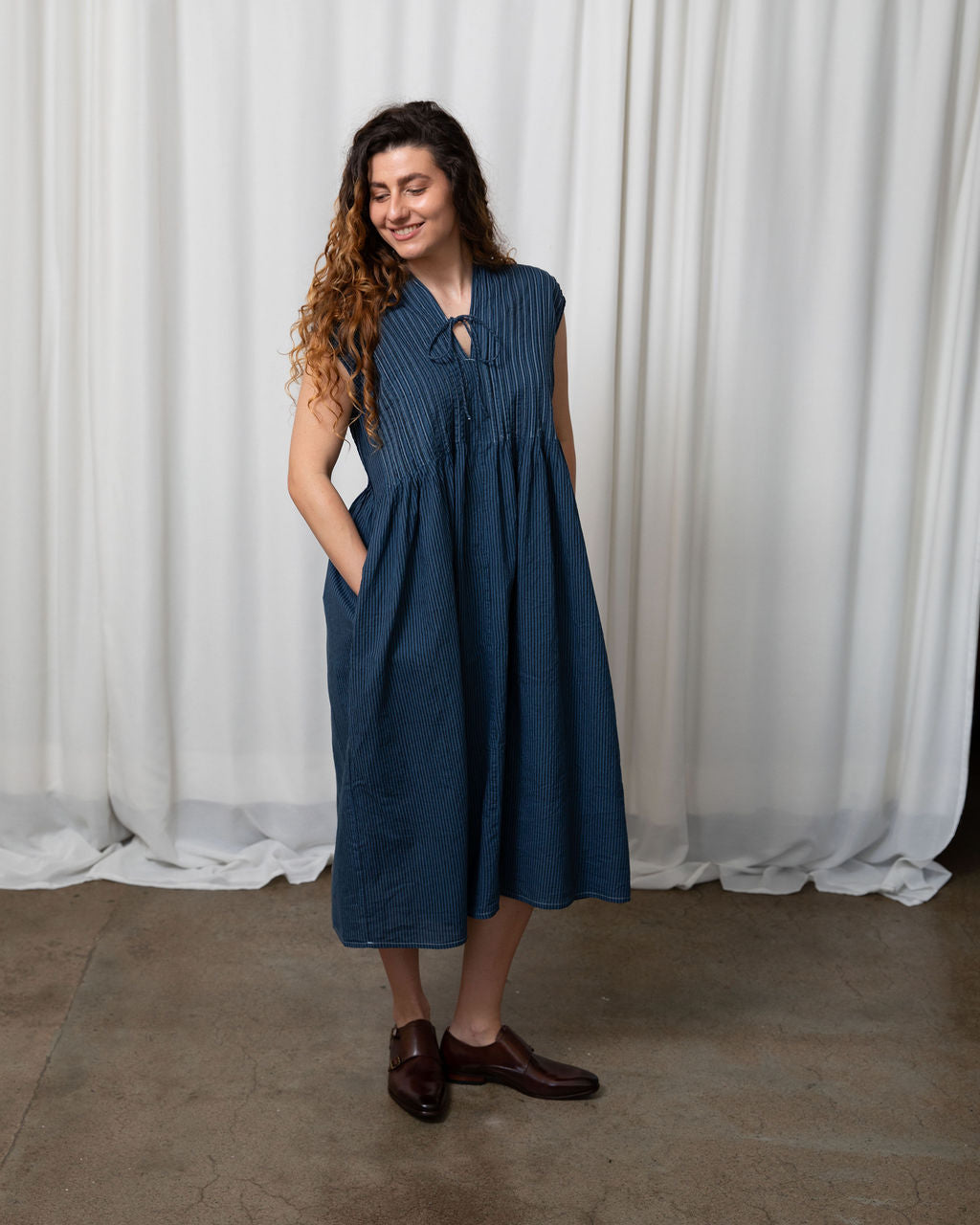 Amelie Dark Teal Organic Cotton Dress