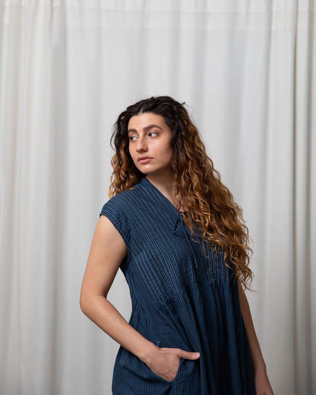 Amelie Dark Teal Organic Cotton Dress