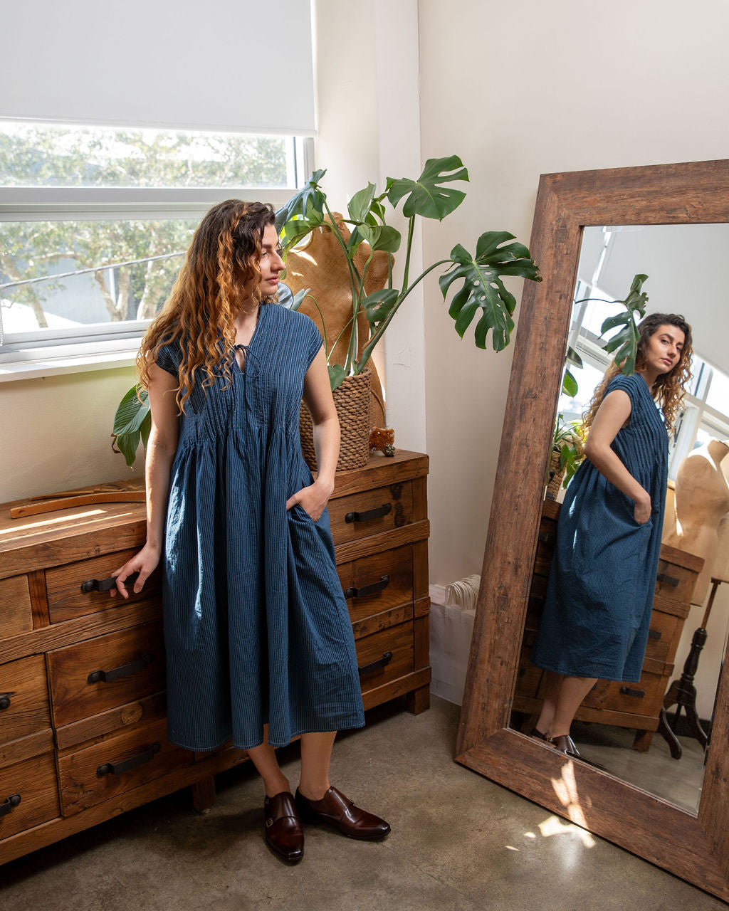 Amelie Dark Teal Organic Cotton Dress