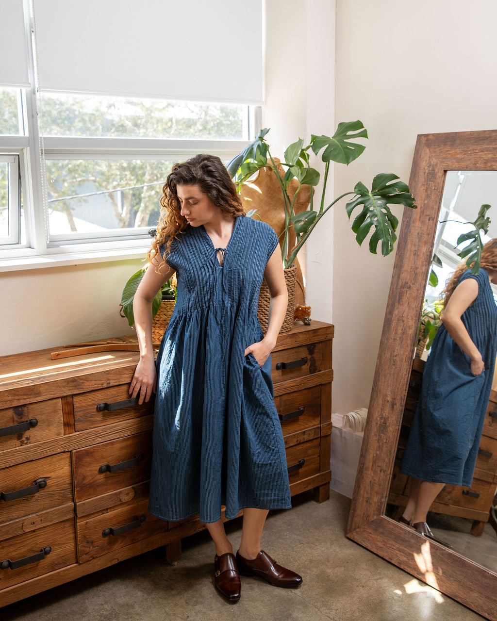 Amelie Dark Teal Organic Cotton Dress