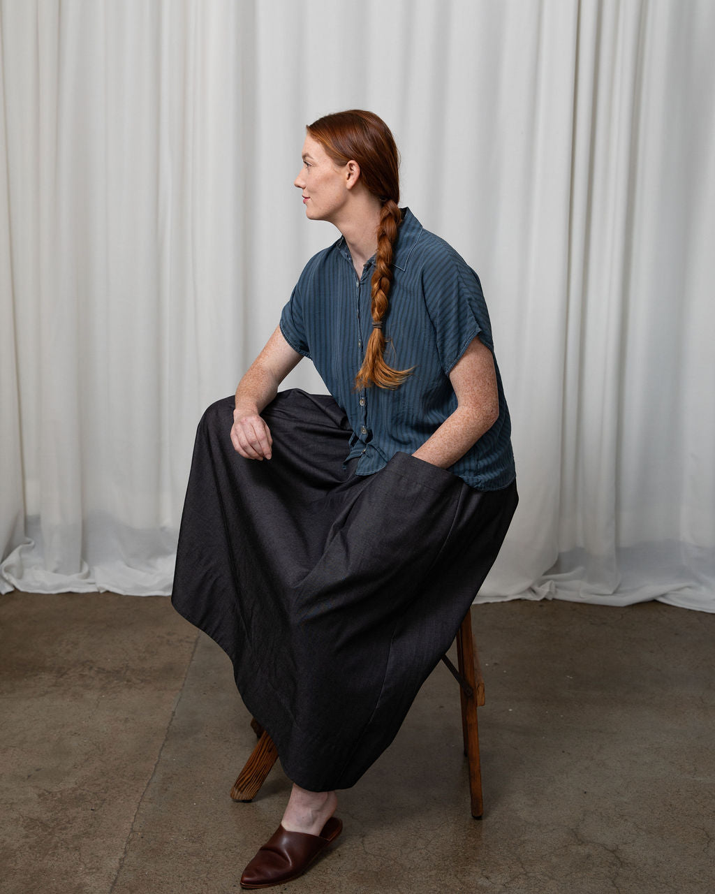 Dessa Charcoal Cotton Denim Skirt