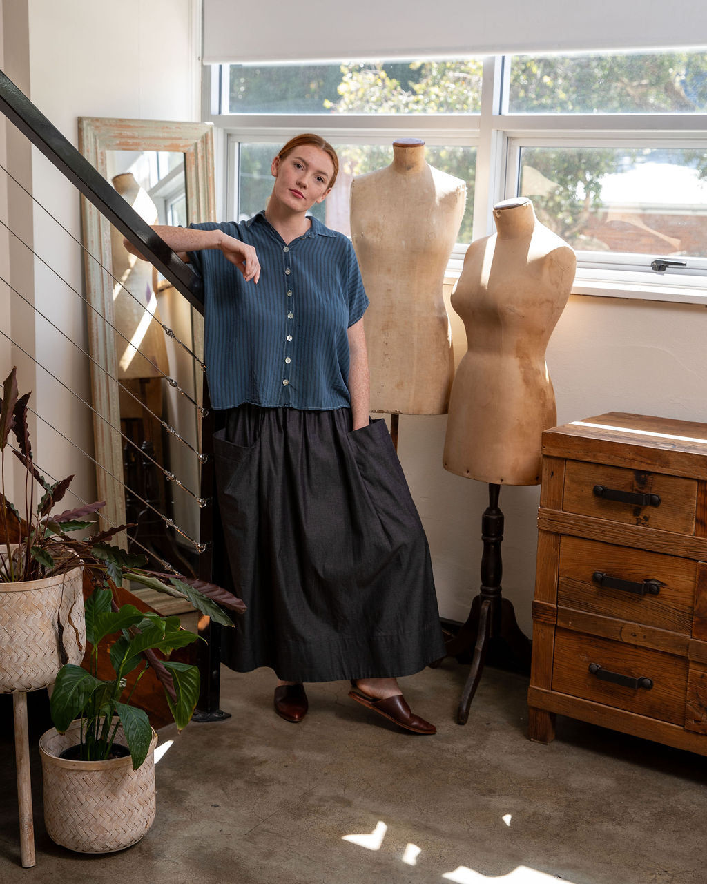 Dessa Charcoal Cotton Denim Skirt