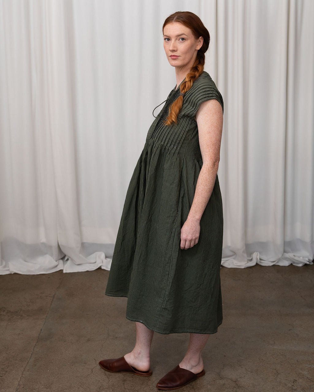 Amelie Khaki Organic Cotton Dress