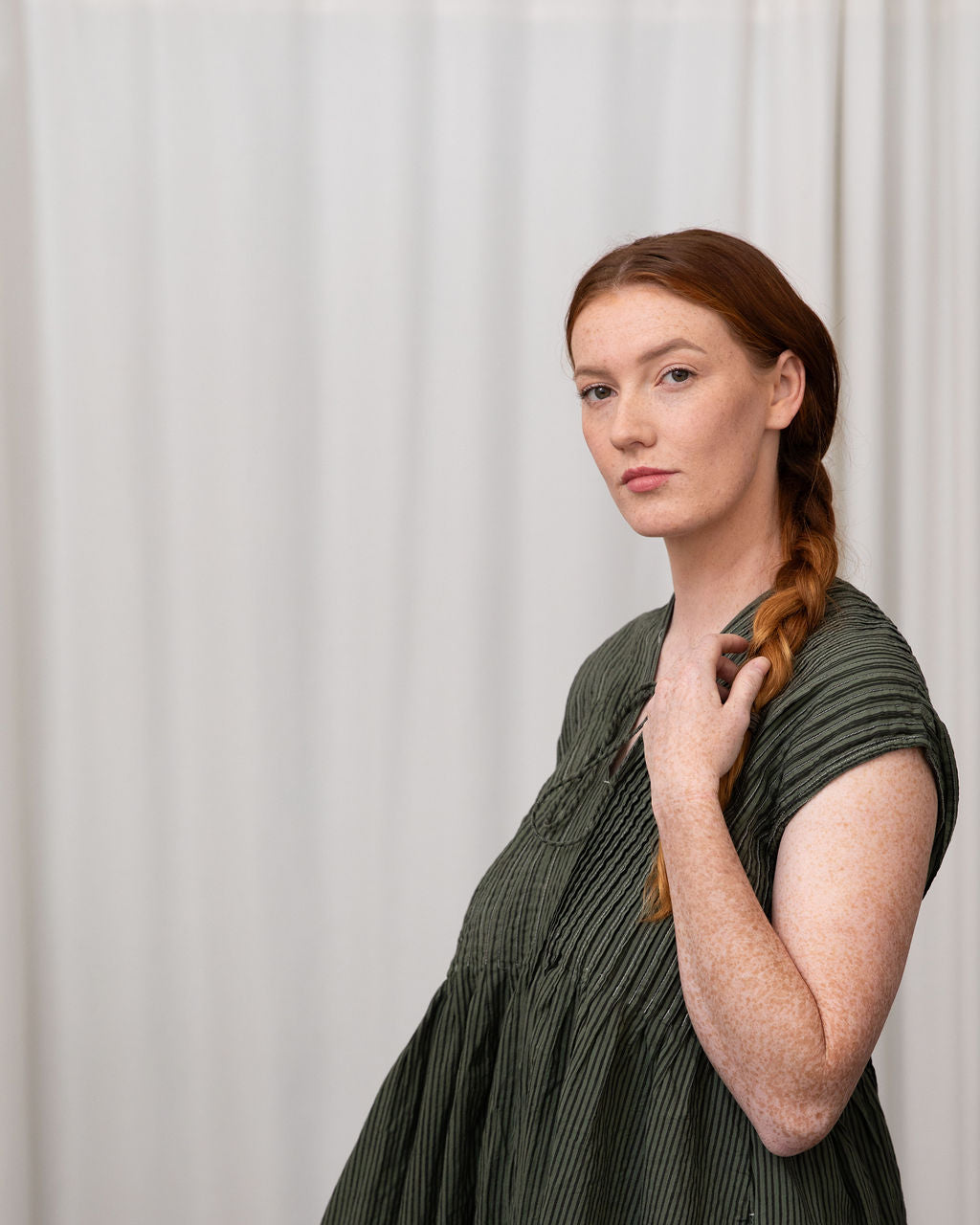 Amelie Khaki Organic Cotton Dress