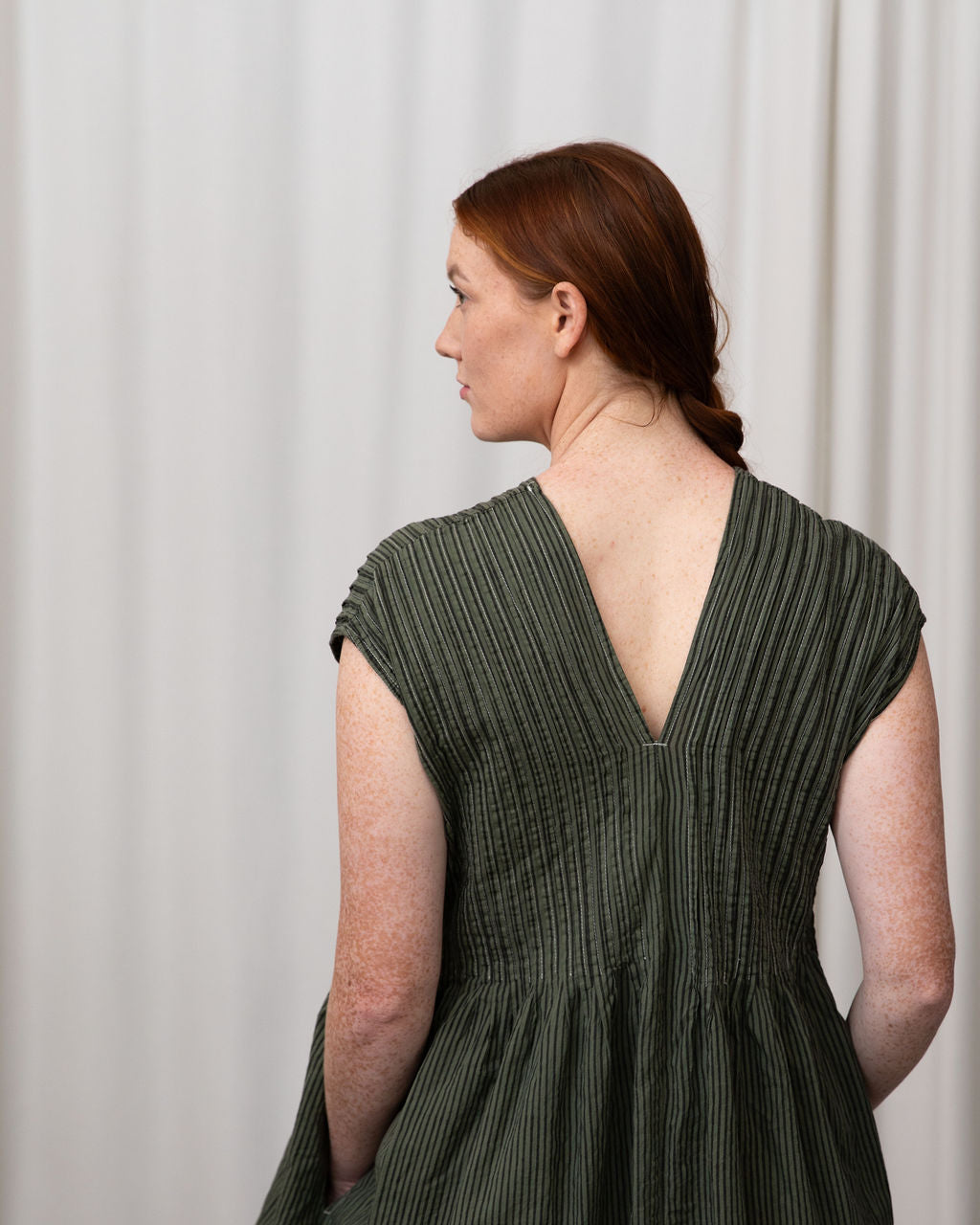 Amelie Khaki Organic Cotton Dress