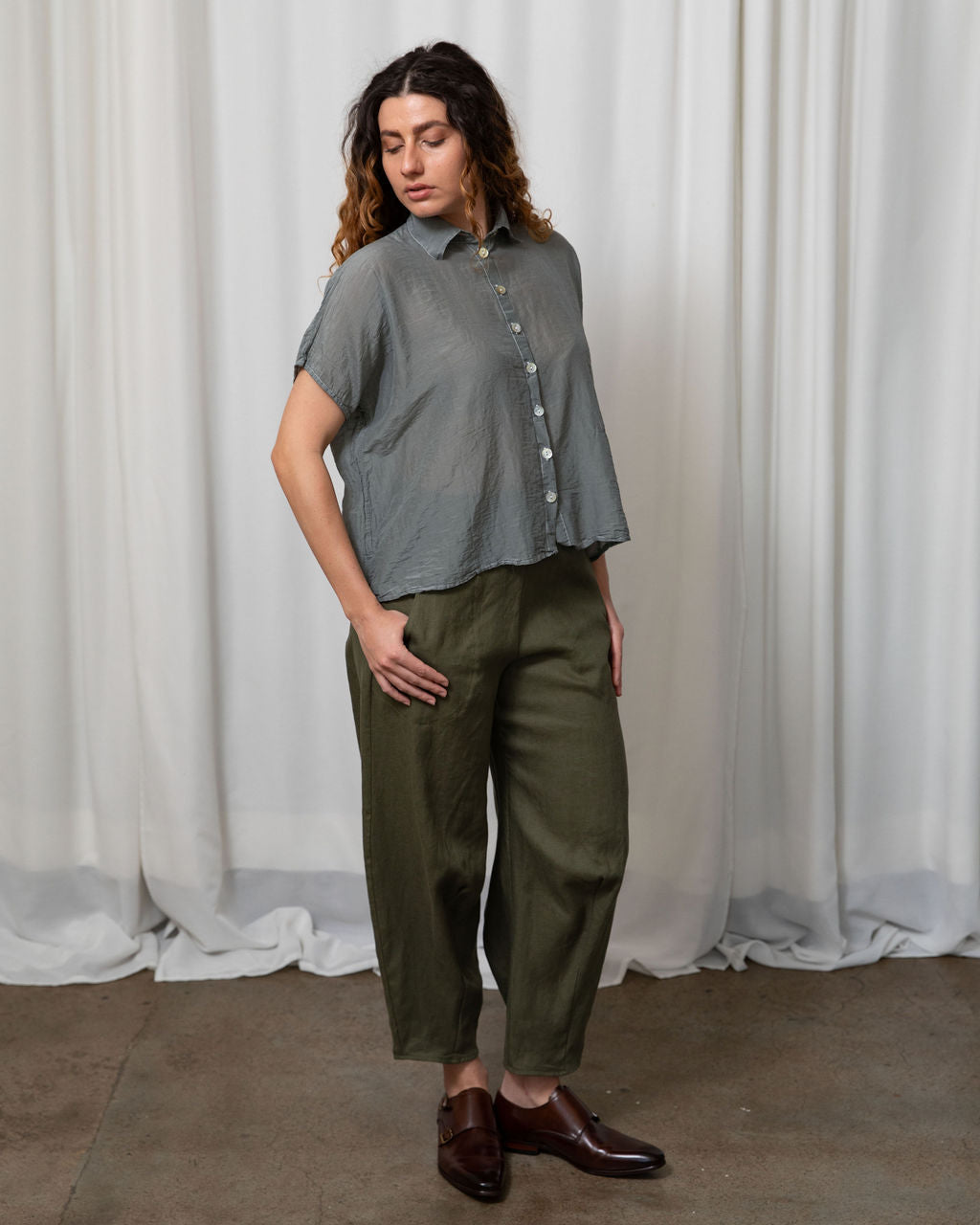 Montana Shirt in Mist Cotton/Silk