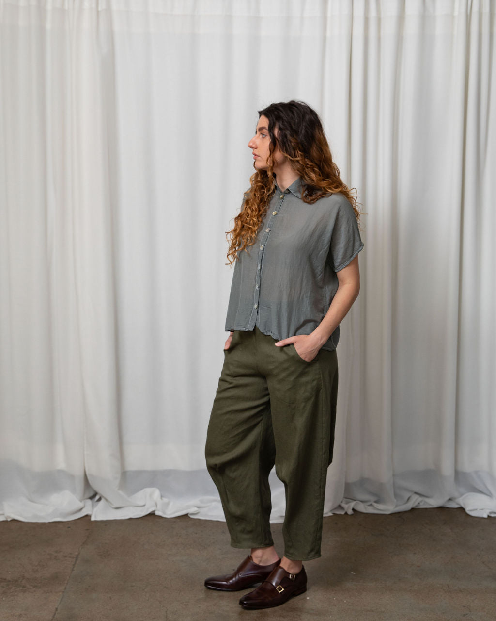 Montana Shirt in Mist Cotton/Silk