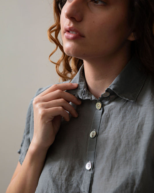 Montana Shirt in Mist Cotton/Silk