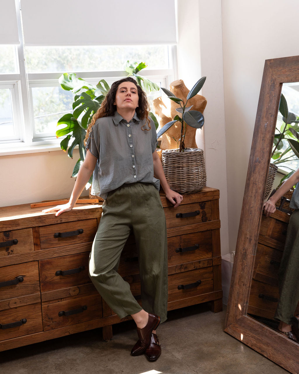 Montana Shirt in Mist Cotton/Silk
