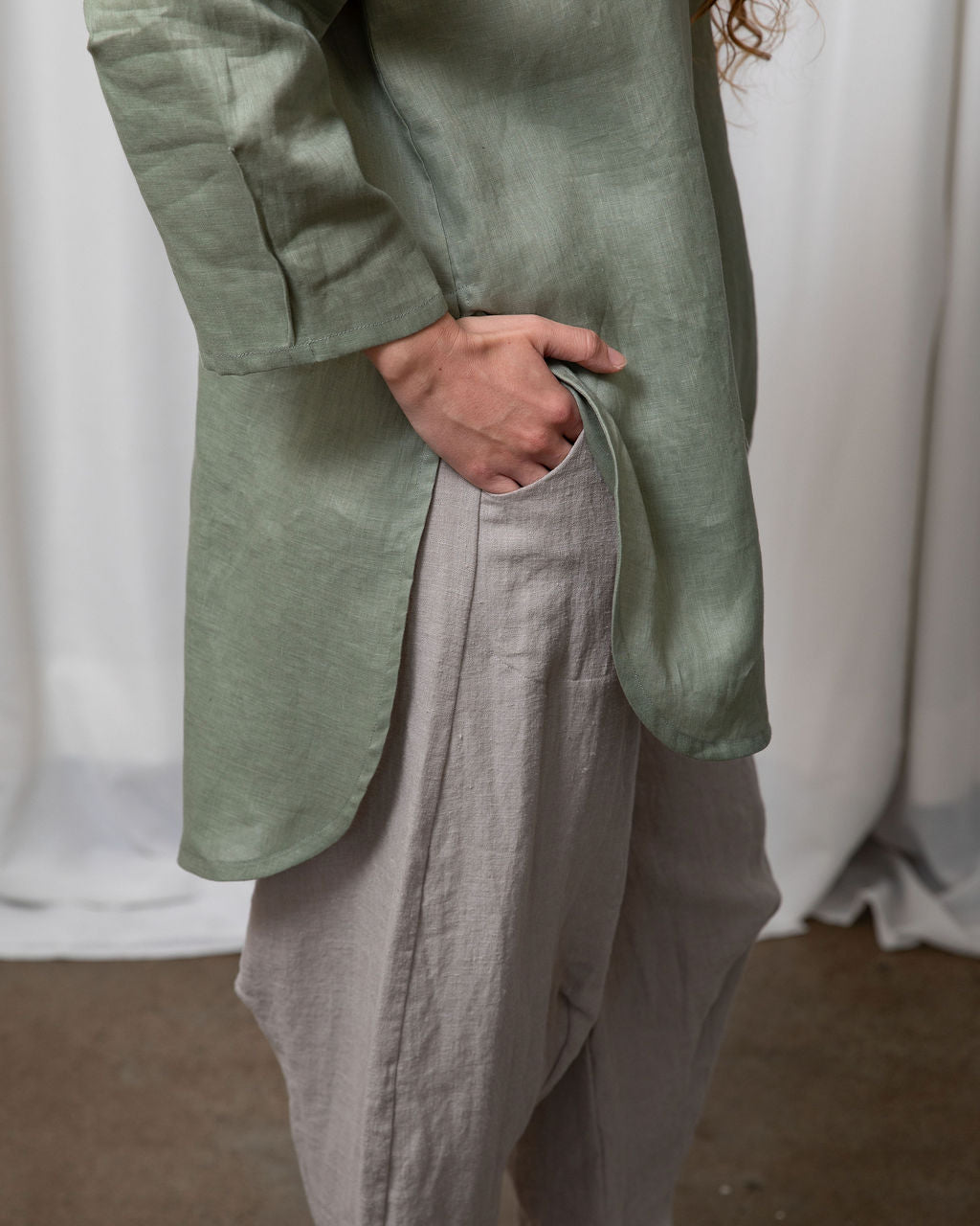 Monet Sage Linen Oversized Shirt