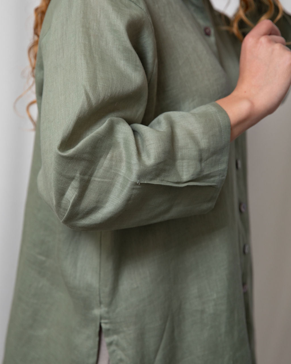 Monet Sage Linen Oversized Shirt