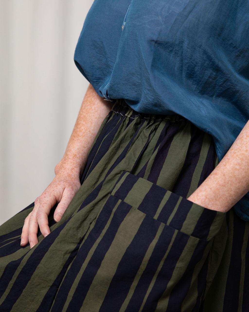 Dessa Water Colour Stripe Cotton Skirt