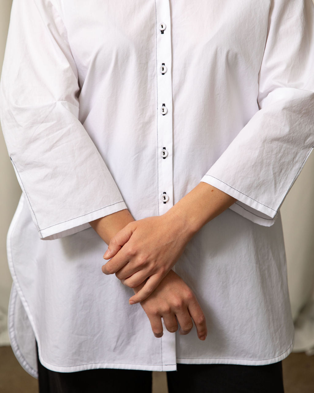 Monet White Cotton Oversized Shirt