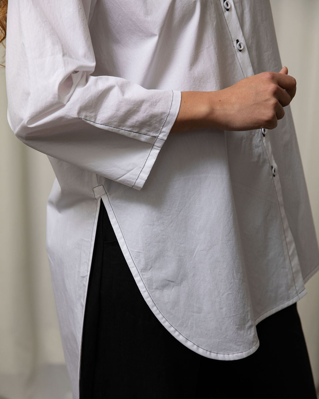 Monet White Cotton Oversized Shirt