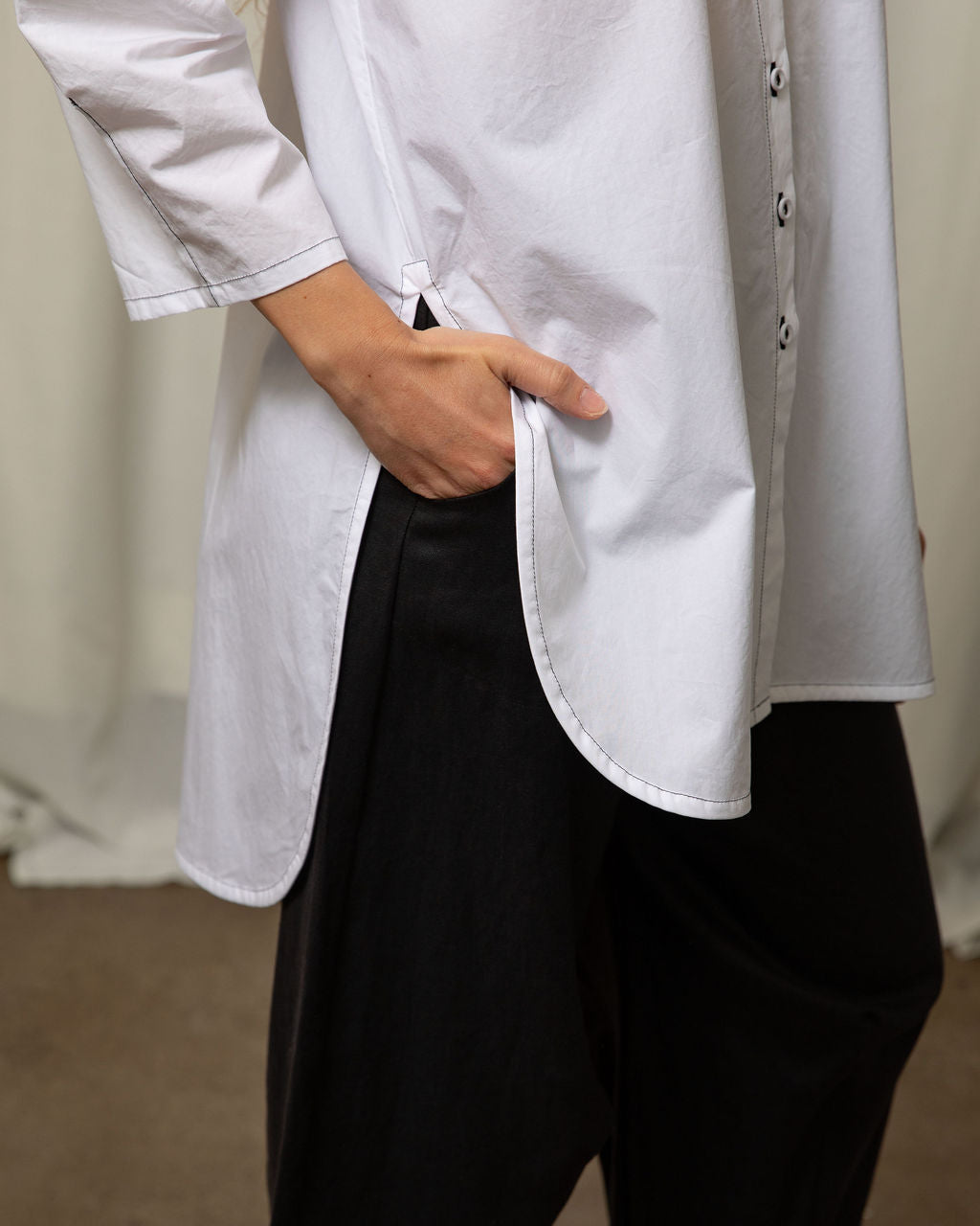 Monet White Cotton Oversized Shirt