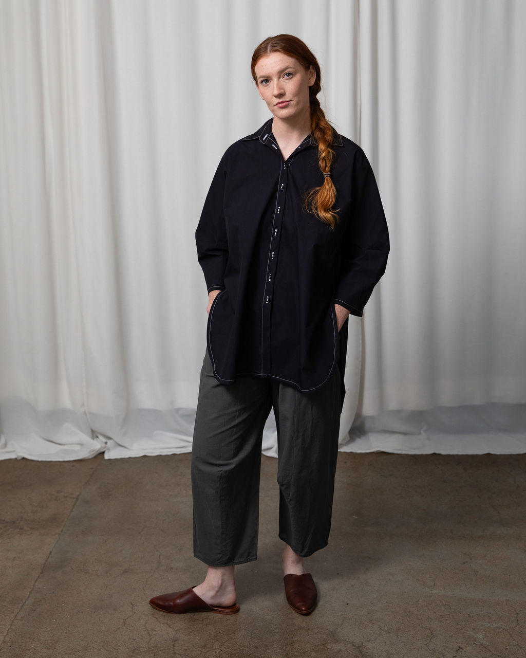 Monet Black Cotton Oversized Shirt