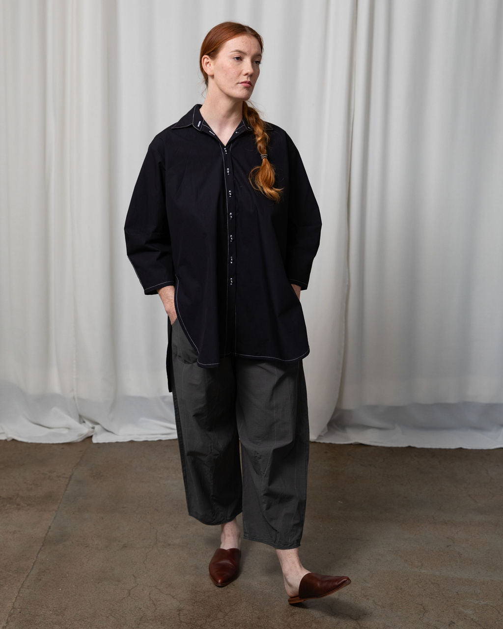 Monet Black Cotton Oversized Shirt