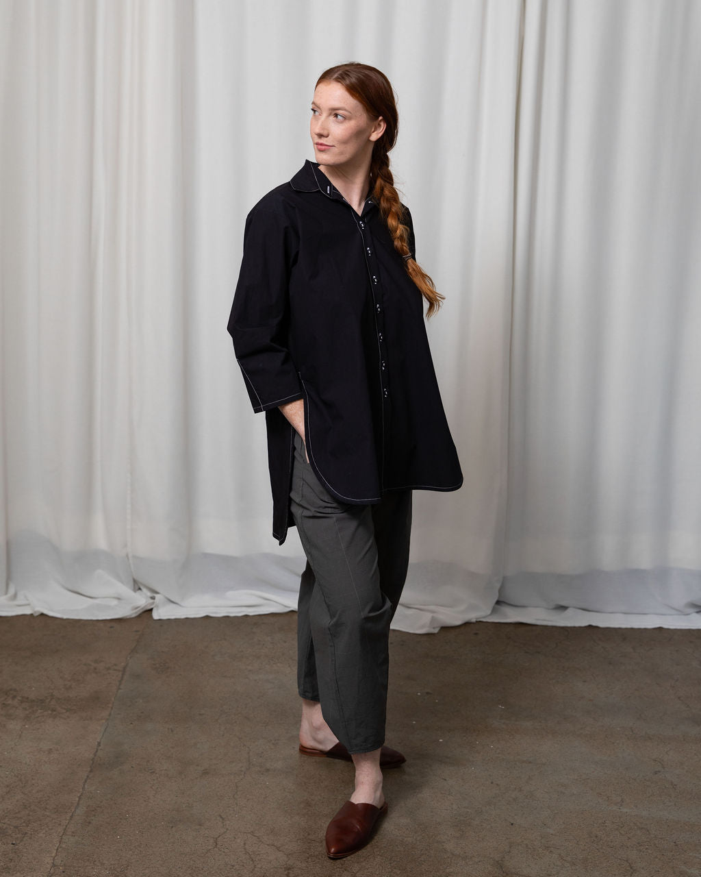 Monet Black Cotton Oversized Shirt