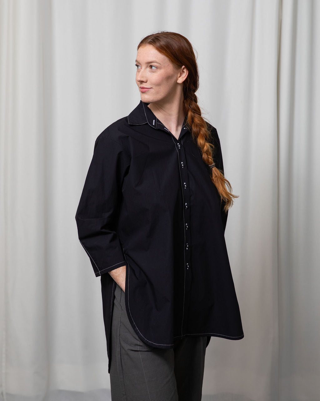 Monet Black Cotton Oversized Shirt
