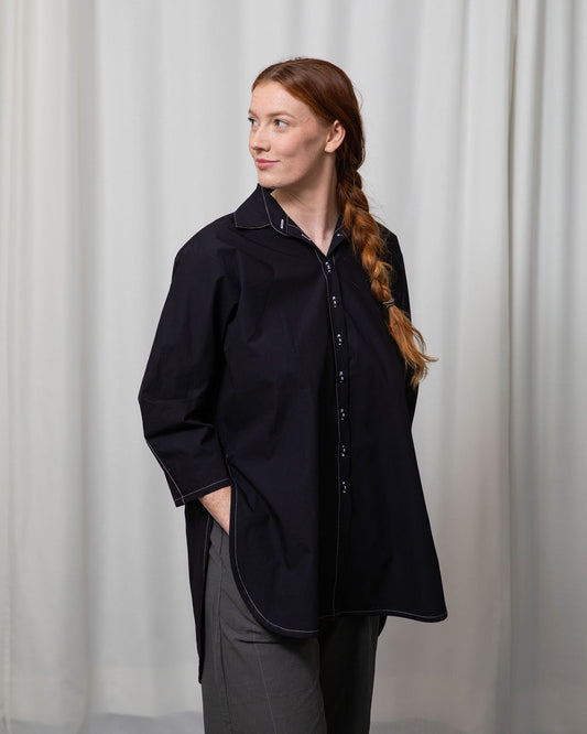 Monet Black Cotton Oversized Shirt