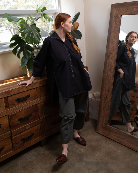 Monet Black Cotton Oversized Shirt