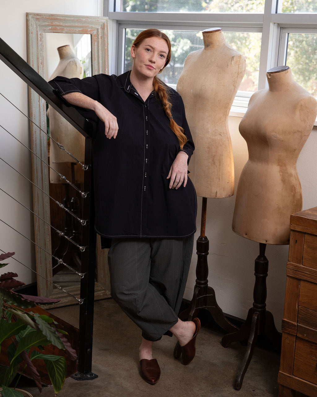 Monet Black Cotton Oversized Shirt