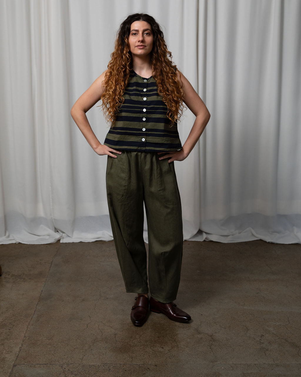 Ria Water Colour Stripe Cotton Vest